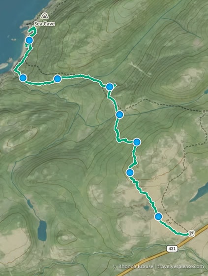 Track log/map of Green Gardens Trail.